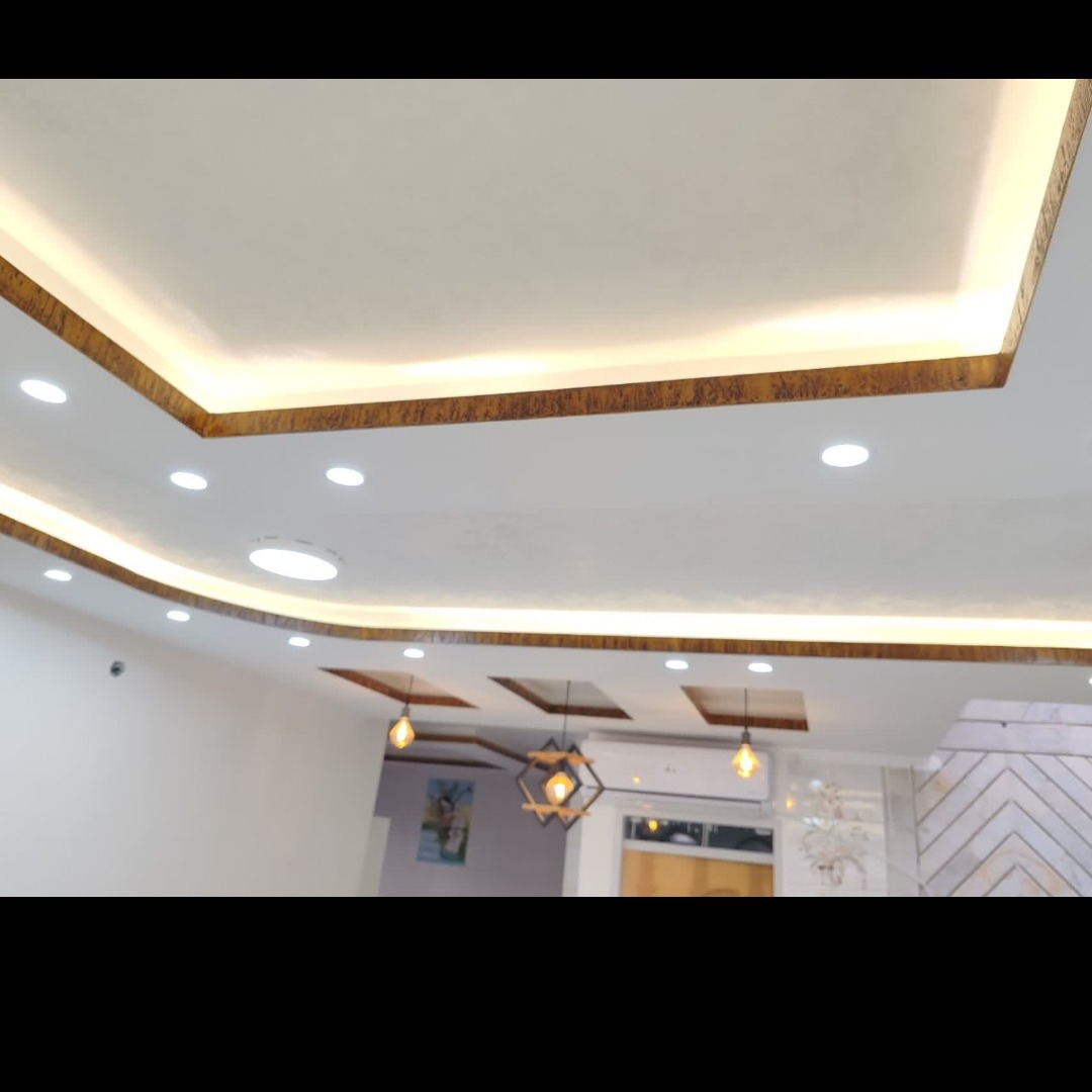اجرای رنگ کناف و طرح چوبه برجسته لبه نور مخفی