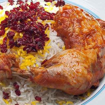زرشک پلو مرغ سس پز مجلسی
