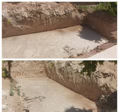 عملیات گودبرداری برای ساخت استخر ۵.۵ در ۱۱ متر و به عمق ۲.۲ متر