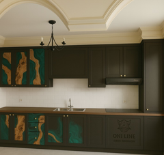 طراحی و اجرا کابینت با رزین و‌چوب