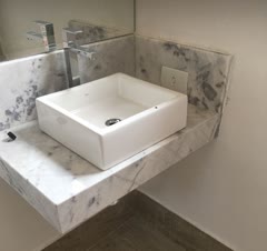 نصب روشویی کامل به همراه سنگ بدونه پایه دیواری