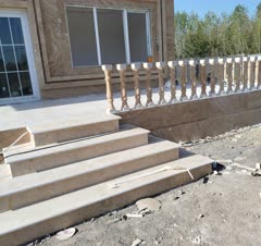 سنگ کاری نما وسرامیک کف و نرده سنگی