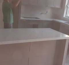 نصب کورین اتیستون درپاسداران سفید رگه طوسی ابروبادی همراه بین کابینت ۸میل همین متریال